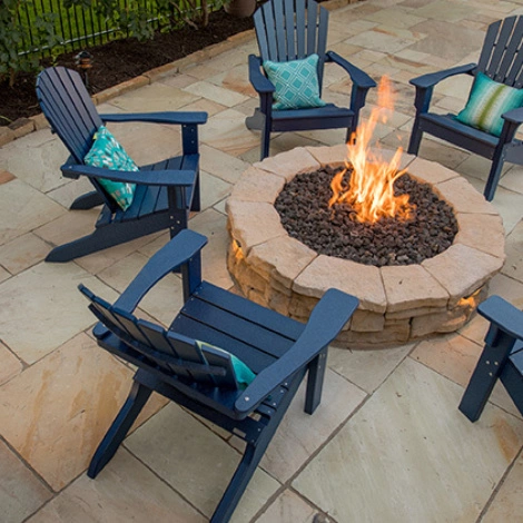 Golden Fossil patio paving pavers showcase vibrant golden tones and intricate fossil details, transforming outdoor spaces with natural stone beauty.