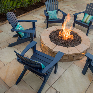 Golden Fossil Sandstone Collection with Fire Pit