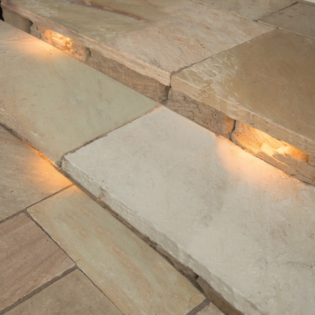 Golden Fossil Step chiseled edge Paving Superstore