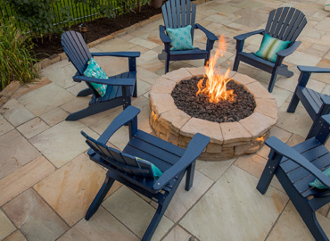 Golden Fossil Sandstone Collection with Fire Pit