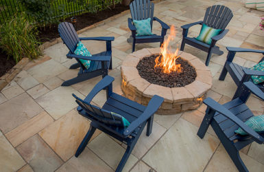 Golden Fossil Sandstone Collection with Fire Pit