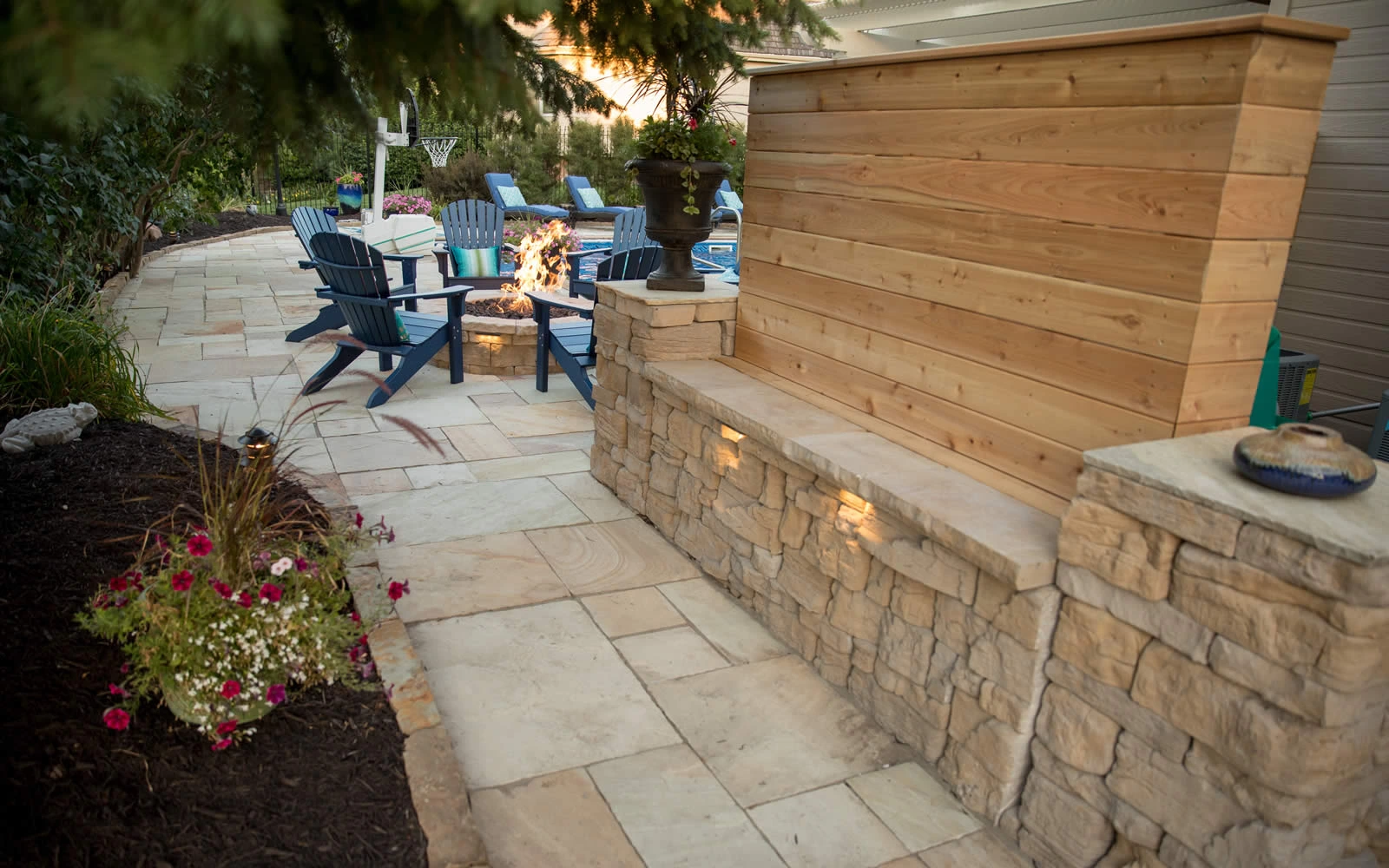 Transform your outdoor oasis with Golden Fossil patio pavers, featuring warm golden hues and unique fossil patterns for a personal touch.