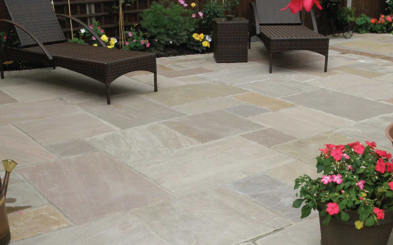 Lakeland Classicstone natural stone pavers in soft grays and earthy tones, perfect for designing beautiful and inviting outdoor patios.