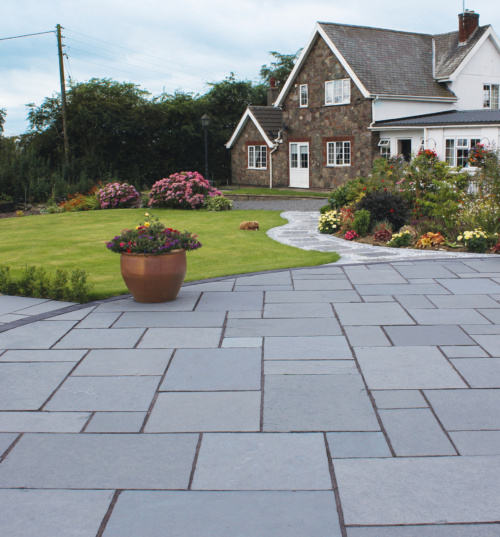 Steel Blue pavers bring a modern touch to outdoor areas, featuring a sleek hue that enhances any landscape with lasting durability.